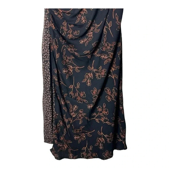 1499. 4SI3NNA ANTOINETTE FLORAL COLORBLOCK MIDI LENGTH DRESS MEDIUM PINK/BLACK - Picture 6 of 11